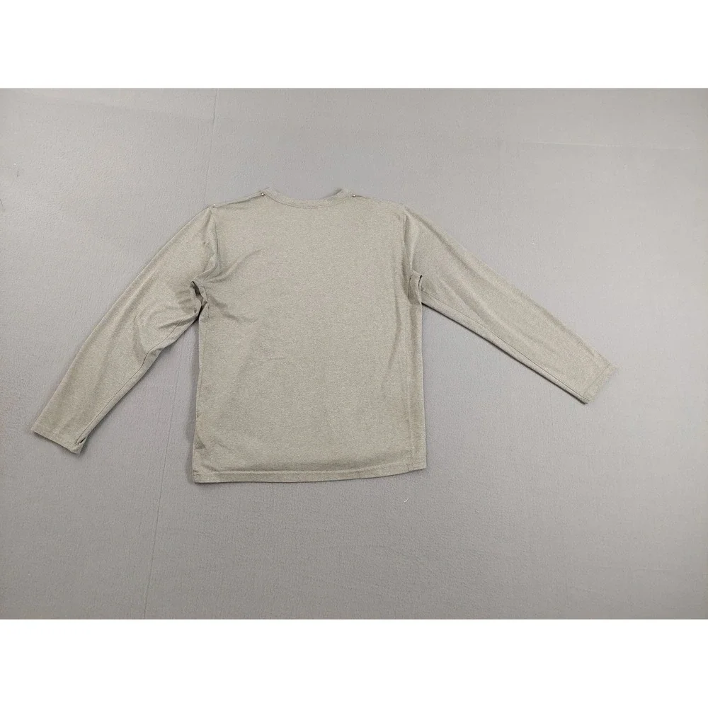 Nike Men Athletic Shirt M Gray Dri Fit 100% Polyester Logo Long Sleeve Crew Neck